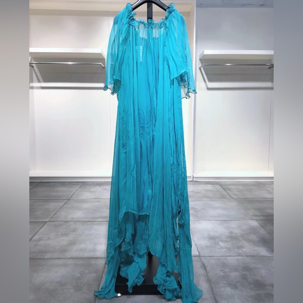 US 4 ALBERTA FERRETTI Romantic Blue Maxi Dress NWT - Picture 9 of 10